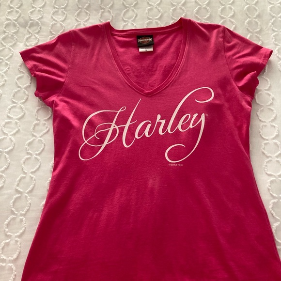 Harley-Davidson Tops - Women Harley Davidson hot pink route 65 Indianola Iowa short sleeve shirt size s